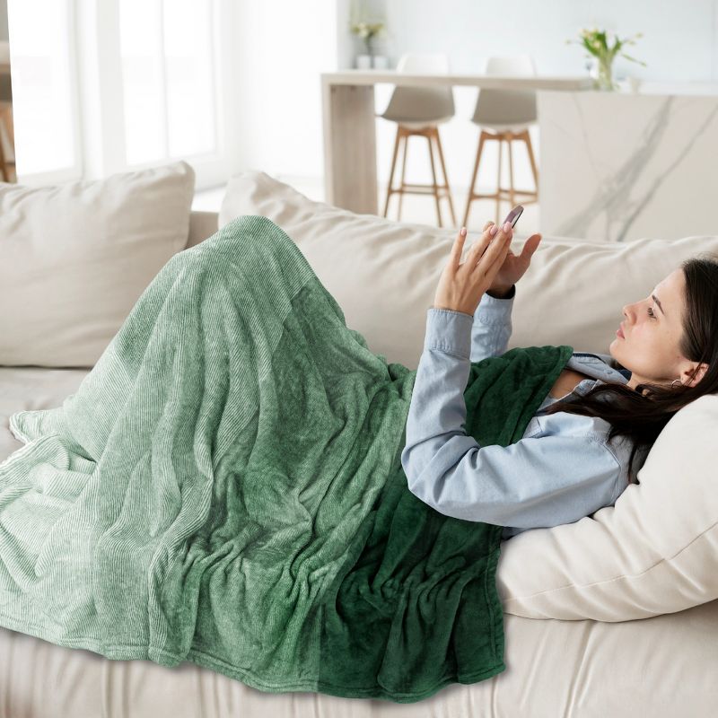PAVILIA Premium Fleece Throw Blanket for Sofa Couch, Soft Flannel Plaid Stripe Decorative Print Blanket, 5 of 9