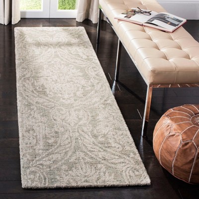 Gray Abstract Handmade Wool Tufted Runner Rug