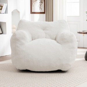 TiramisuBest Bean Bag Chair for Adults with Armrests, High-Density Foam Filled Lazy Sofa, Comfy Floor Chair for Living & Bedroom, White - 1 of 4
