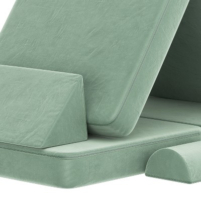 Sage Velvet Six-Piece Modular Kids Play Couch