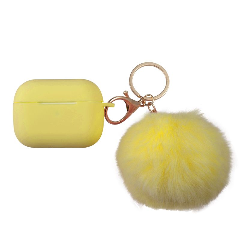 Insten Case Compatible with AirPods Pro - Cute Pom Pom Protective Silicone Skin Cover with Keychain & Anti-Lost Strap, Yellow, 5 of 10
