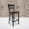 Emma and Oliver 2 Pack "X" Back Metal Restaurant Barstool - 2 of 4