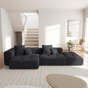 WJShome 119" Cloud Couch Modular Sectional Sofa with Ottoman,Linen Deep Seat with Pillows Convertible Sofafor Living Room, Bedroom and Apartment, - 1 of 4