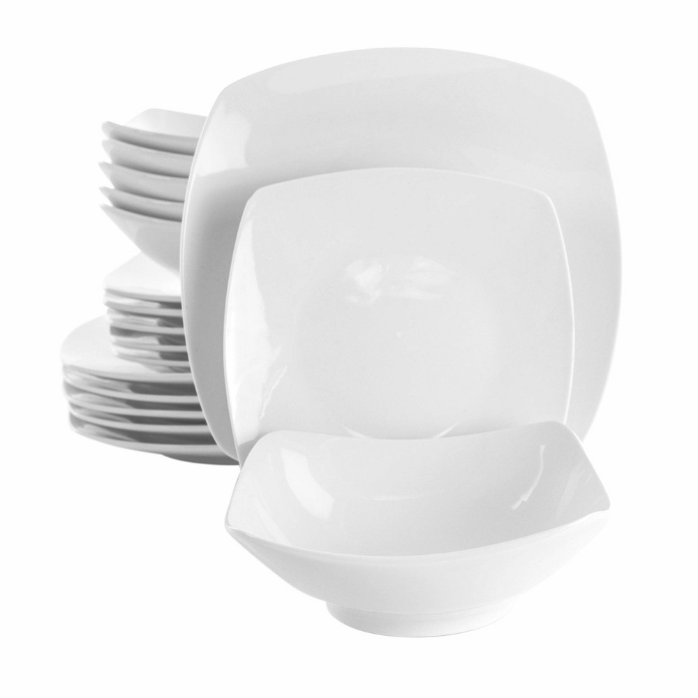 Photos - Other kitchen utensils 18pc Porcelain Newman Square Dinnerware Set White - Elama