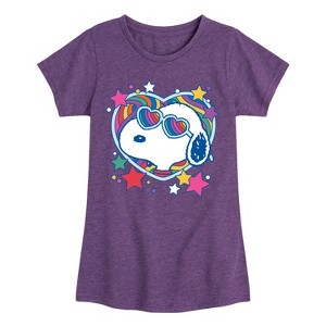 Girls' - Peanuts - Snoopy Groovy Heart Fitted Short Sleeve Graphic T-Shirt - 1 of 4