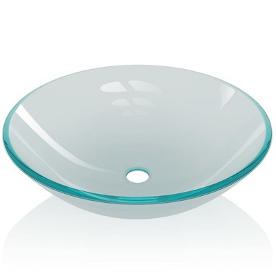 Frosted Glass Round Above-Counter Vanity Sink, 16.5 inches