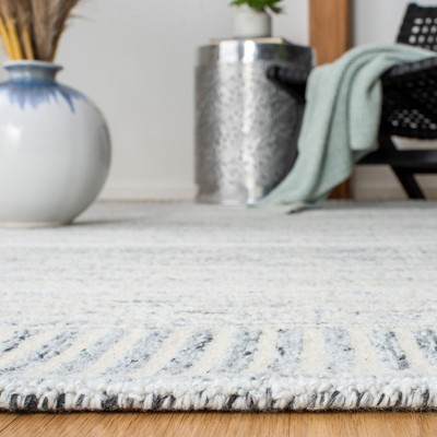 Ivory and Gray Hand-Tufted Wool Area Rug