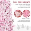 7.5ft Prelit Snow Flocked Artificial Christmas Tree with Pencil Shape, Pine Realistic Branches, Warm White LED lights, Auto Open, Pink and White - 4 of 4
