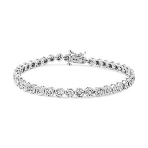Silver 1.0 Cttw Miracle Plate Set Diamond Bezel Link Design Tennis Bracelet - 1 of 4