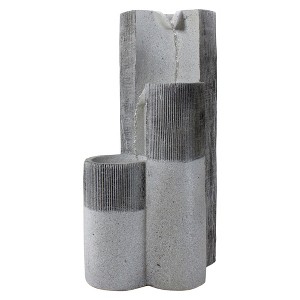 Northlight Speckled Modern Style 3-Tier Rainfall Outdoor Water Fountain - 24" - Gray - 1 of 4