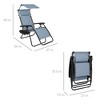 Best Choice Products Folding Zero Gravity Recliner Patio Lounge Chair w/ Canopy Shade, Headrest, Tray - 2 of 4