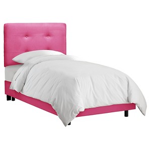 Queen Kids Button Tufted Bed Hot Pink Microfiber - Pillowfort