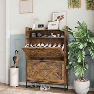 Freestanding Shoe Storage Cabinet with Flip Drawers for Entryway - 1 of 4