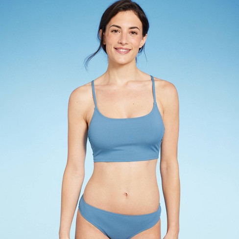 Women's Longline Ribbed Bikini Top - Shade & Shore™ Blue M : Target