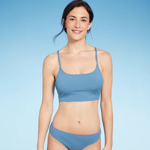 Women's Longline Ribbed Bikini Top - Shade & Shore™ Blue S : Target