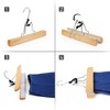 SONGMICS 12 Pack Wooden Pants Hangers Solid Wood with Non-Slip Felt Hold Pants Tightly Smooth Finish Wood Skirt Hangers Natural - 4 of 4