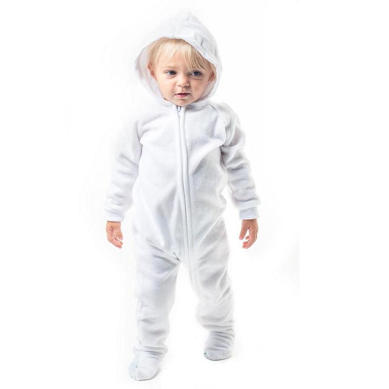 Footed Pajamas - Arctic White Infant Hoodie Fleece Onesie, 1 of 2