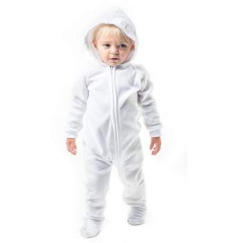 Footed Pajamas - Family Matching - Arctic White Hoodie Fleece Onesie For Boys, Girls, Men and Women | Unisex