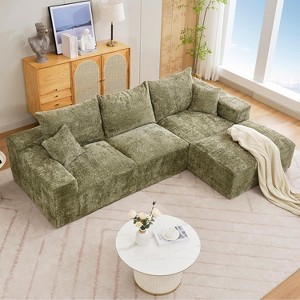Modular L-Shaped Cloud Sofa – 110" Convertible Chenille Sectional w/Ottomans, Washable & No Assembly - 1 of 4