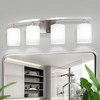 DORESshop 28 in. 4-Light Nickel Modern Cylinder Vanity Light for Bathroom, Bedroom with Curved Arms and Milk White Glass Shades - 2 of 4