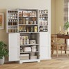 HOMCOM 72" Farmhouse Kitchen Pantry Cabinet, Tall Storage Cabinet with 4 Barn Doors, 4 Adjustable Shelves, 8 Door Shelves - 2 of 4