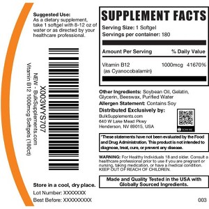 BulkSupplements Vitamin B12 Softgels - 1 of 4