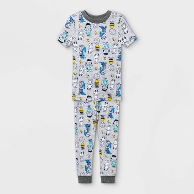 Toddler 2pc Peanuts Short Sleeve Snug Fit Pajama Set - Gray