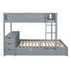 PAGED Twin over Twin Bunk Bed with Desk and Trundle, Wooden Bed Frame with Drawers and Guardrail, Modern Loft Bed for Kids, Teens, Adults - 4 of 4