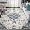 Vintage Distressed Floral Medallion Area Rug for Living Room, Washable Non Slip Retro Accent Throw Carpet for Bedroom - 2 of 4