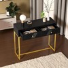 Modern Buffet Cabinet with Storage, Modern Sideboard with 2 Stripe-Design Drawers and Gold Legs, Wooden Accent Cabinet for Dining Room, Living Room - 3 of 4
