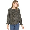 INSPIRE CHIC Women's Ruffle Neck Long Puff Sleeve Ditsy Floral Blouse Shirts - 2 of 4