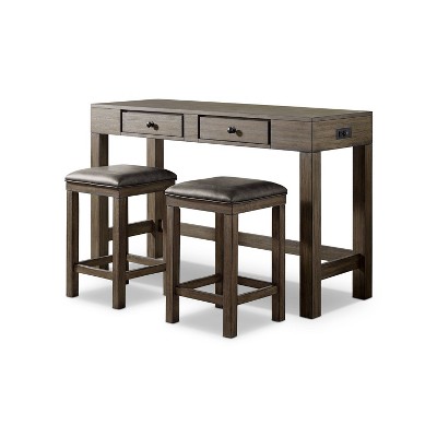 3pc Cohasset Counter Height Dining Set with USB Plug Gray - HOMES: Inside + Out