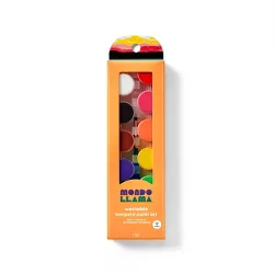12ct Washable Tempera Paint Set with Paintbrush - Mondo Llama™