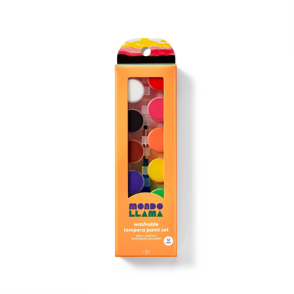 Photos - Creativity Set / Science Kit 12ct Washable Tempera Paint Set with Paintbrush - Mondo Llama™