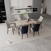 LeisureMod Elm Modern Dining Arm Chair in Leather Upholstery with Wood Legs for Mid-Century Kitchen and Home, Set of 4 - 3 of 4