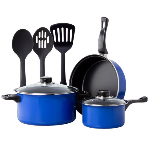 Buy Wholesale China 8 Piece Pots Pans Set Pressed Non Stick Blue