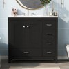 Bathroom Vanity with Sink Combo, Black Solid Wood Freestanding Cabinet with Drawers & Soft-Close Doors, Modern Storage Vanity Set-Maison Boucle - 2 of 4