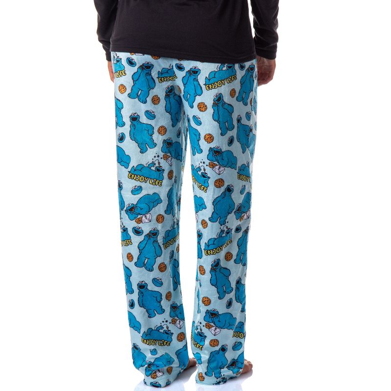 Sesame Street Women's Cookie Monster Tossed Print Sleep Pajama Pants Blue, 4 of 5