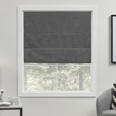 Exclusive Home Verdunkelungs-Rollo – Leinenoptik, 31x64 Zoll, Grau, Kabellos