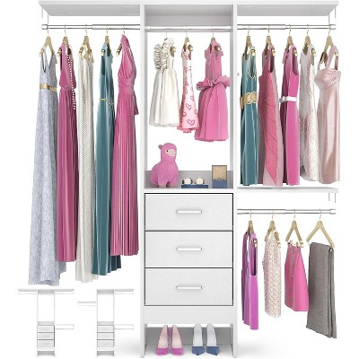 Aheaplus Closet Organizer with Adjustable Shelves, Closet System with Clothes Garment Rack and Fabric Drawer
