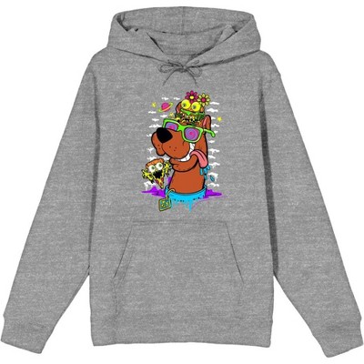 Scooby-Doo Dog With Shades Adult Heather Gray Long Sleeve Hoodie-XS