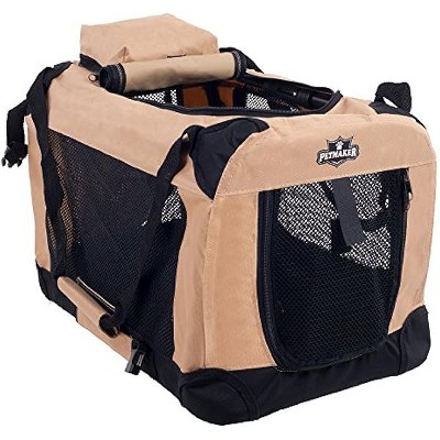 PETMAKER Portable Soft Sided Pet Crate, 20" x 12", Khaki