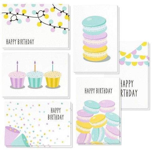 Download Best Paper Greetings 48 Pack Cute Festive Dessert Happy Birthday Greeting Cards Bulk Sets With Envelope 6 Design 4x6 In