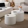 Nesting Coffee Table Set of 2 with Honeycomb Design, Modern Round Drum Tables for Living Room and Bedroom - 3 of 4