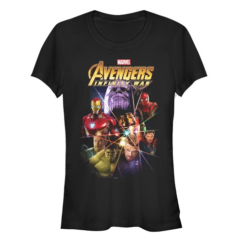 Black Small Target War - - Avengers: Infinity Marvel : Womens Prism Juniors T-shirt