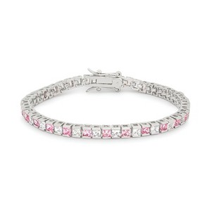 Slickblue Romantic 10.8ct Pink & Clear CZ Tennis Bracelet, 7.5-Inch Rhodium-Plated Jewelry for Women - 1 of 3