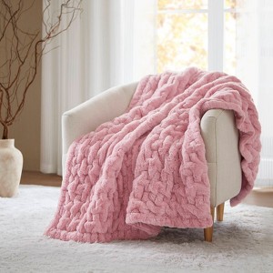 FIONECA Ruched Fur Throw 50x60" - 1 of 4