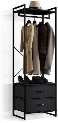 Sorbus Clothing Rack with Drawers and Wood Top