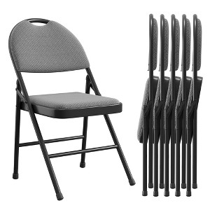 Folding Chair 2-Piece Set, Metal Frame Folding Chairs with Cotton Linen Seat and Non-Slip Pads for Indoor Outdoor Event Room Restaurant, - 1 of 4