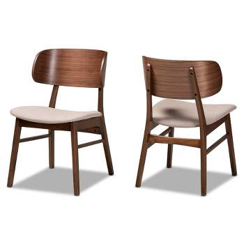 2pc Alston Fabric Upholstered Wood Dining Chair Set - Baxton Studio
